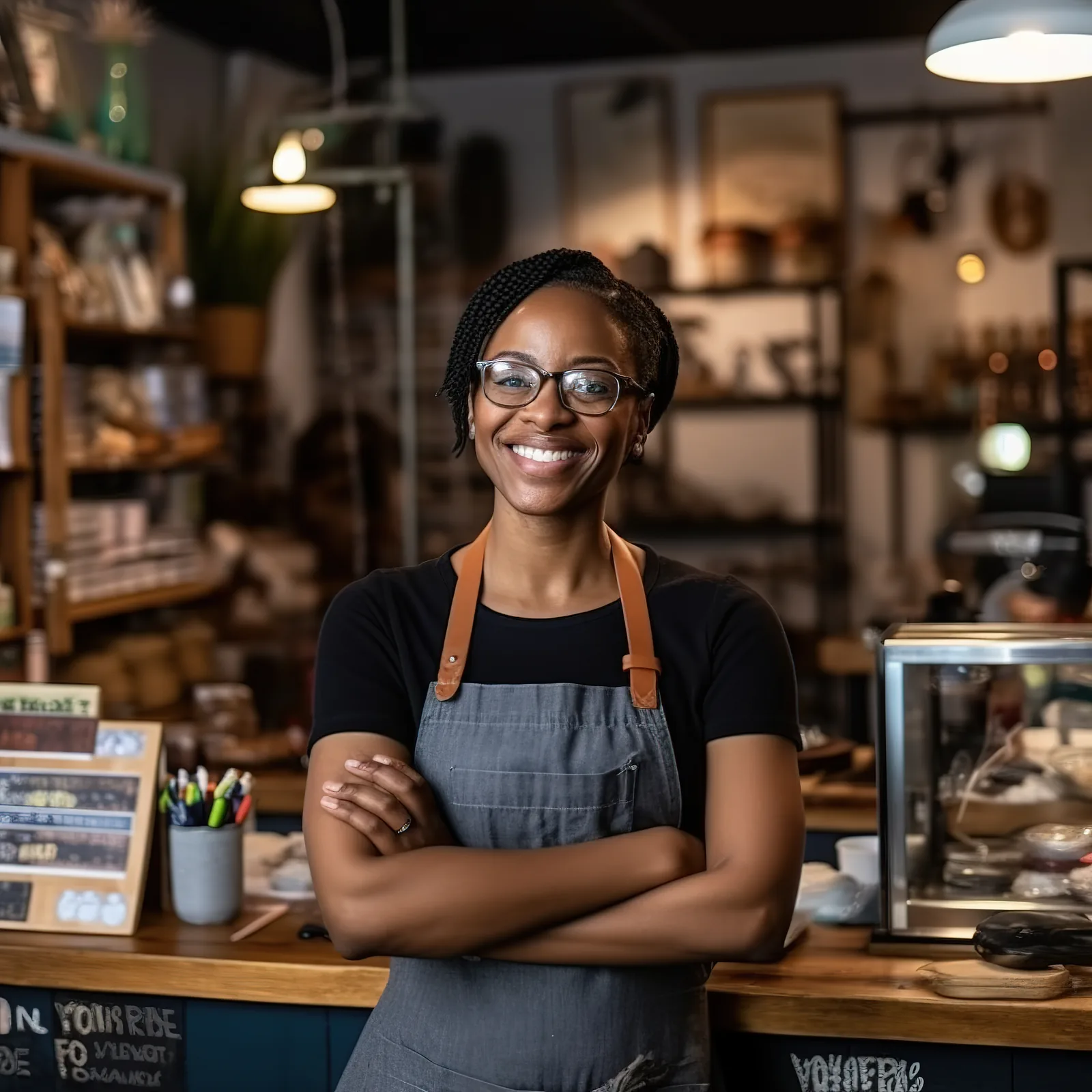Successful African retail shop owner